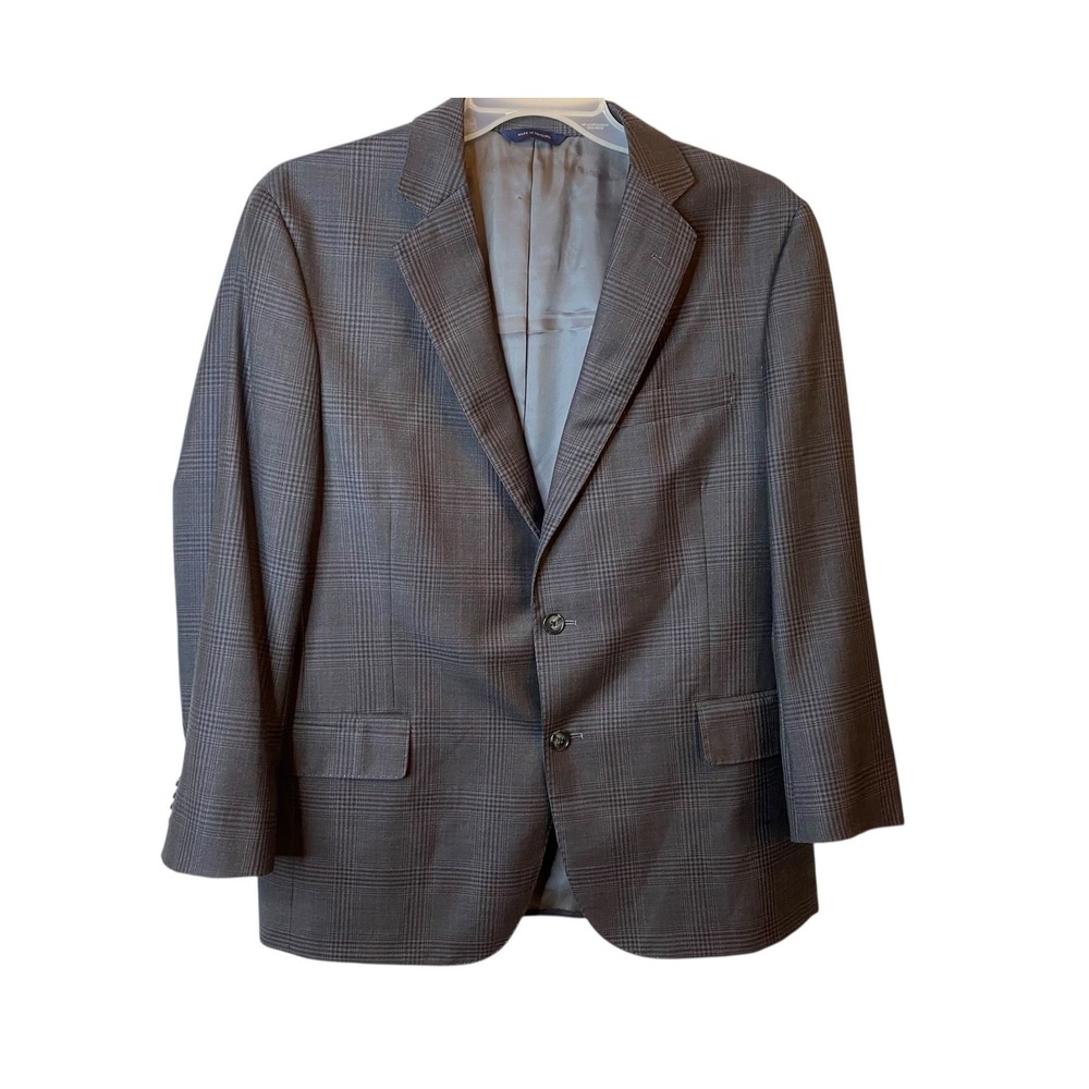 Brooks Brothers Sport Coat Jacket Men Size 42S Gray Plaid Wool Blend Two Button